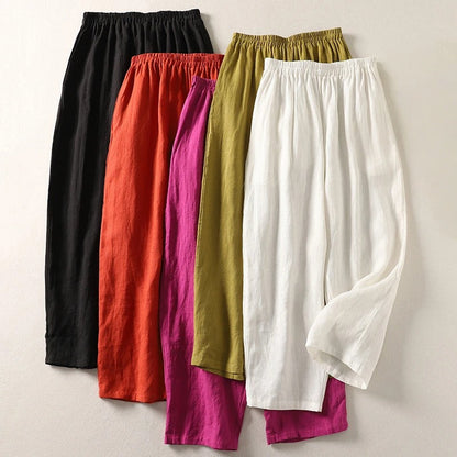 Pantalon femme à jambes larges et taille élastiquée