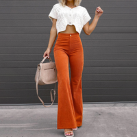 Pantalon femme taille haute à jambes évasées