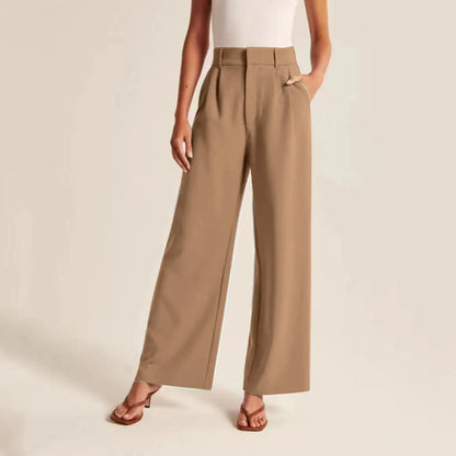 Pantalon femme taille haute à jambes larges