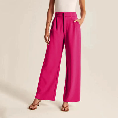 Pantalon femme taille haute à jambes larges