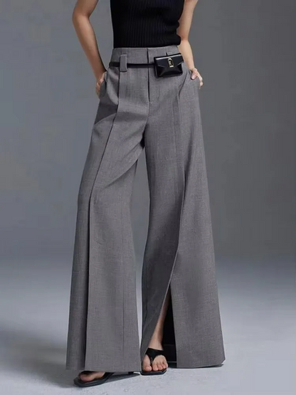 Pantalon femme taille haute à jambes larges
