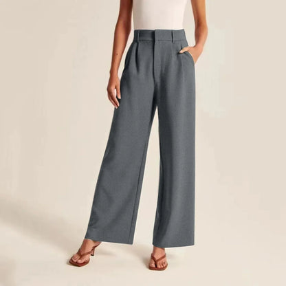 Pantalon femme taille haute à jambes larges