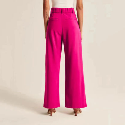 Pantalon femme taille haute à jambes larges