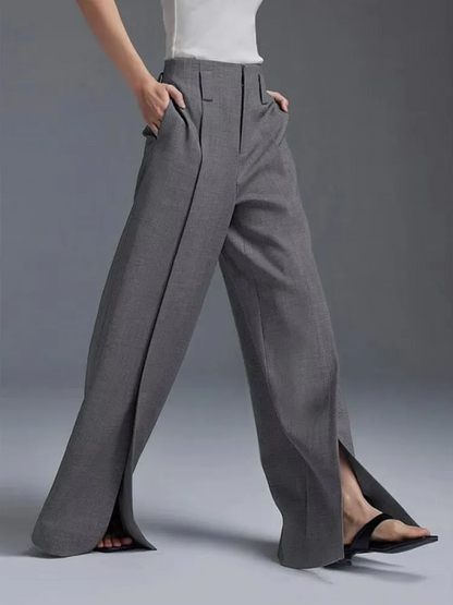 Pantalon femme taille haute à jambes larges