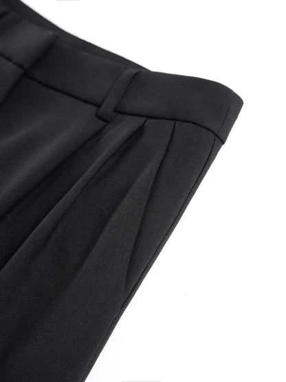 Pantalon femme taille haute à pinces à jambes larges