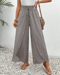 Pantalon fluide léger à jambes larges, taille élastiquée, style décontracté
