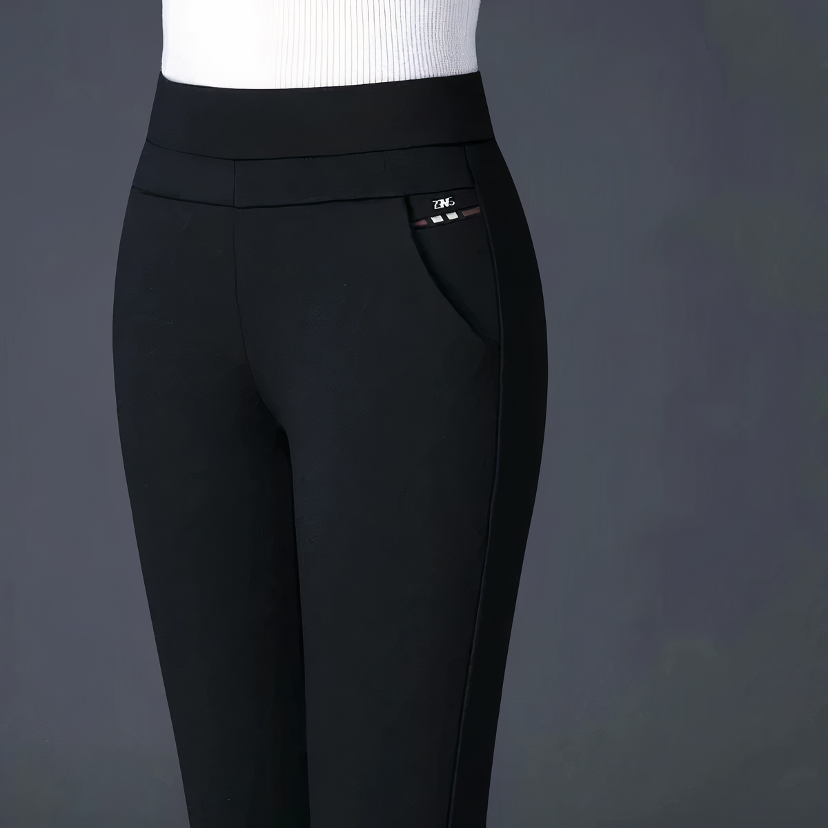 Pantalon habillé à rayures taille haute pour femme