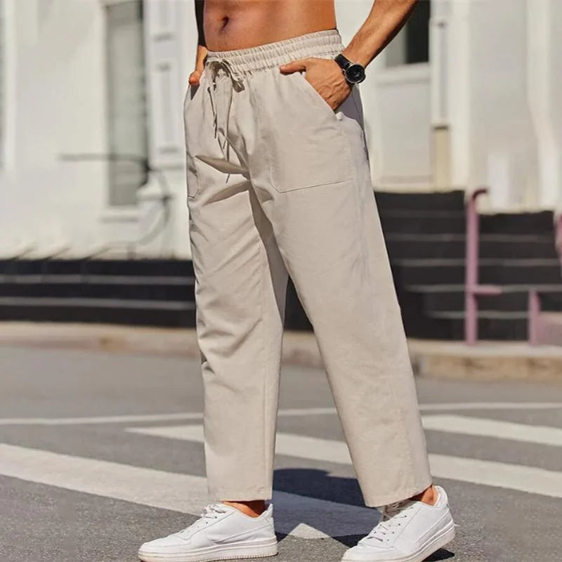 Pantalon homme à cordon de serrage et coupe décontractée