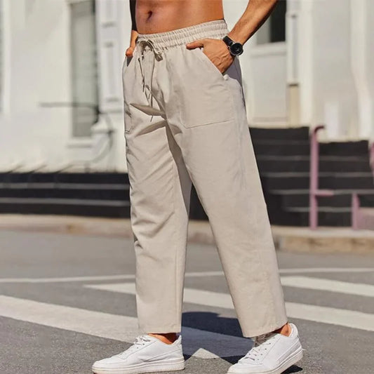 Pantalon homme à cordon de serrage et coupe décontractée