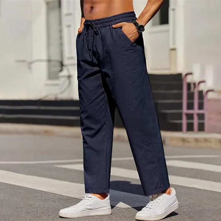 Pantalon homme à cordon de serrage et coupe décontractée