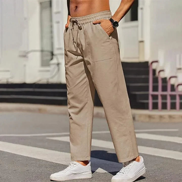Pantalon homme à cordon de serrage et coupe décontractée