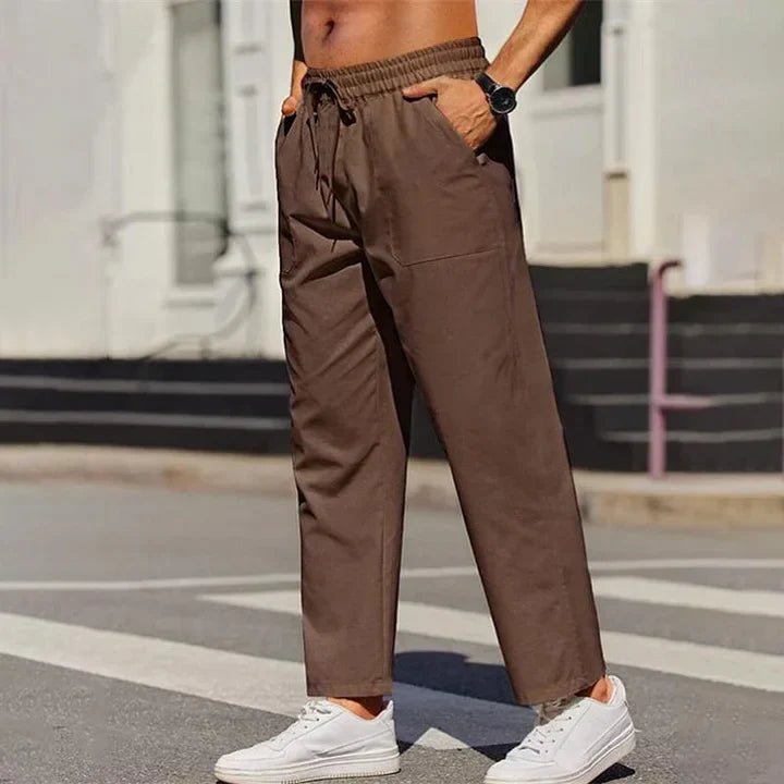 Pantalon homme à cordon de serrage et coupe décontractée