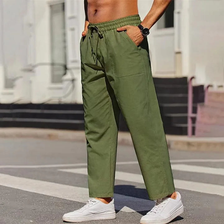 Pantalon homme à cordon de serrage et coupe décontractée