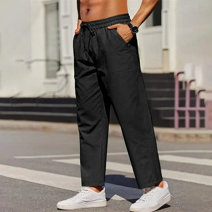 Pantalon homme à cordon de serrage et coupe décontractée