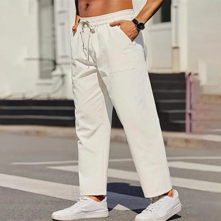 Pantalon homme à cordon de serrage et coupe décontractée