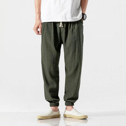 Pantalon homme confortable en coton et lin – léger pour le quotidien