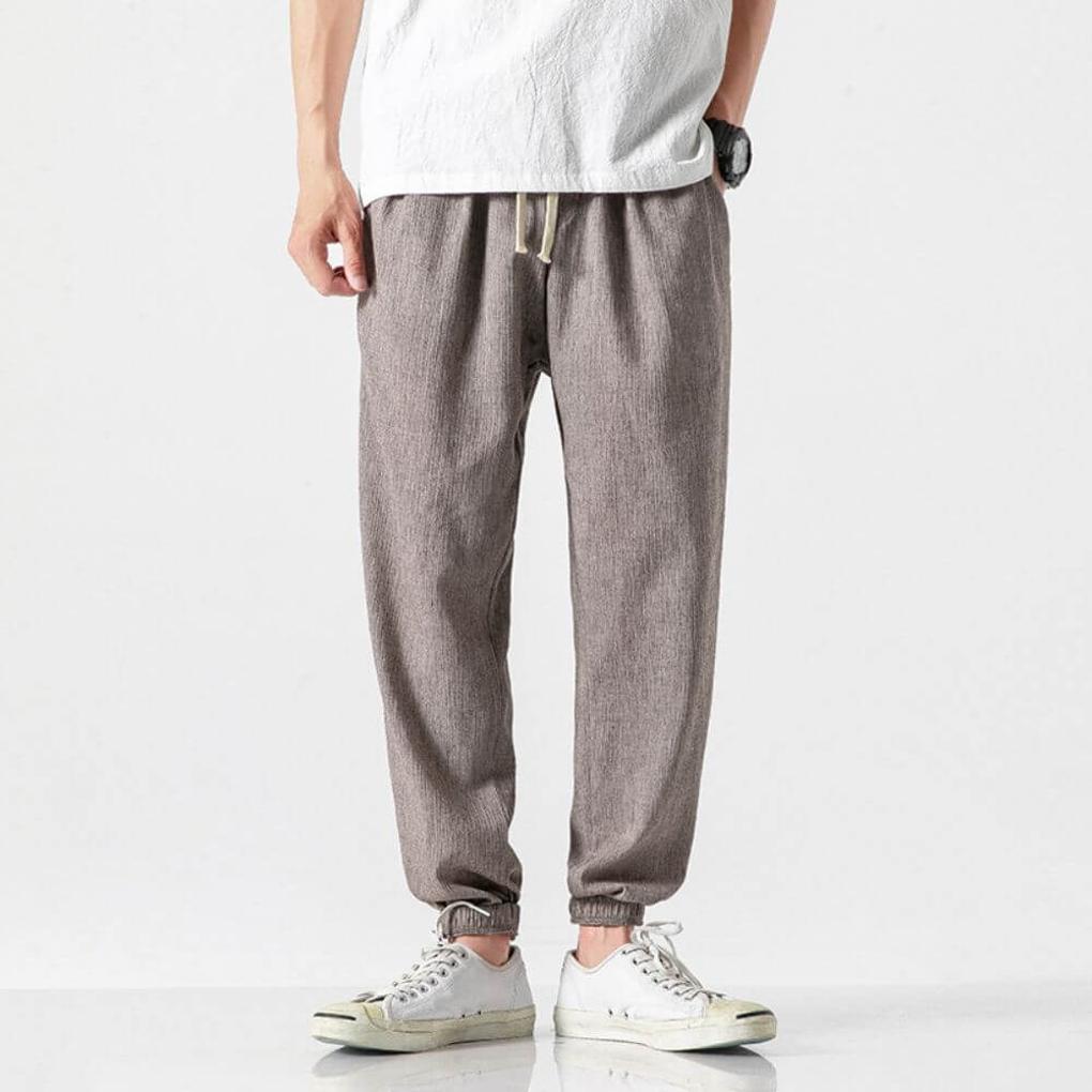 Pantalon homme confortable en coton et lin – léger pour le quotidien