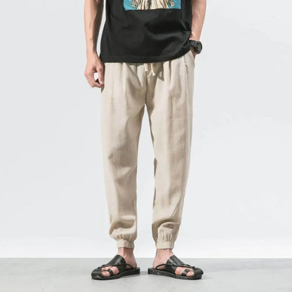 Pantalon homme confortable en coton et lin – léger pour le quotidien