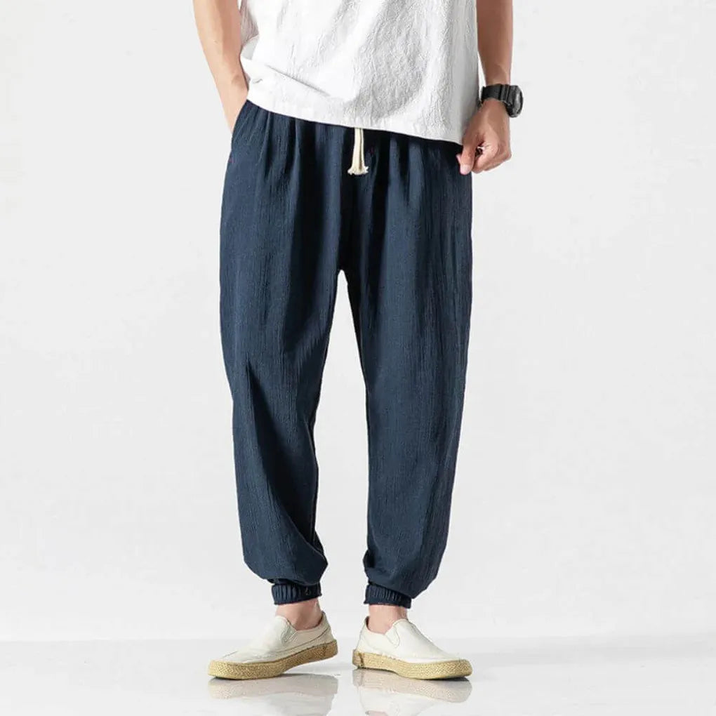 Pantalon homme confortable en coton et lin – léger pour le quotidien