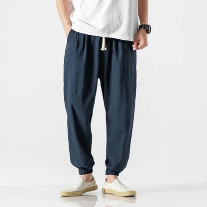 Pantalon homme confortable en coton et lin – léger pour le quotidien