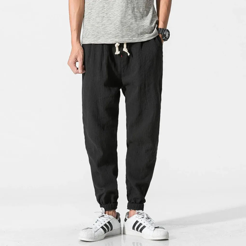 Pantalon homme confortable en coton et lin – léger pour le quotidien