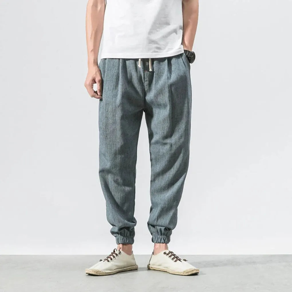 Pantalon homme confortable en coton et lin – léger pour le quotidien