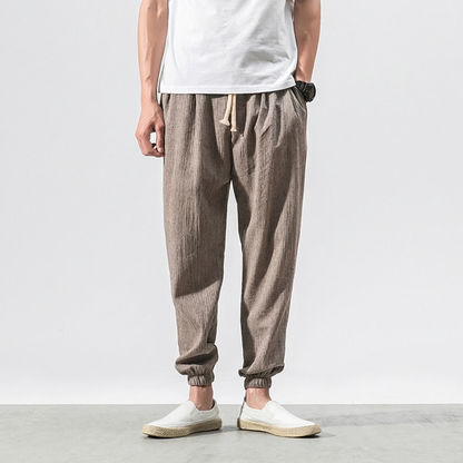Pantalon homme confortable en coton et lin – léger pour le quotidien
