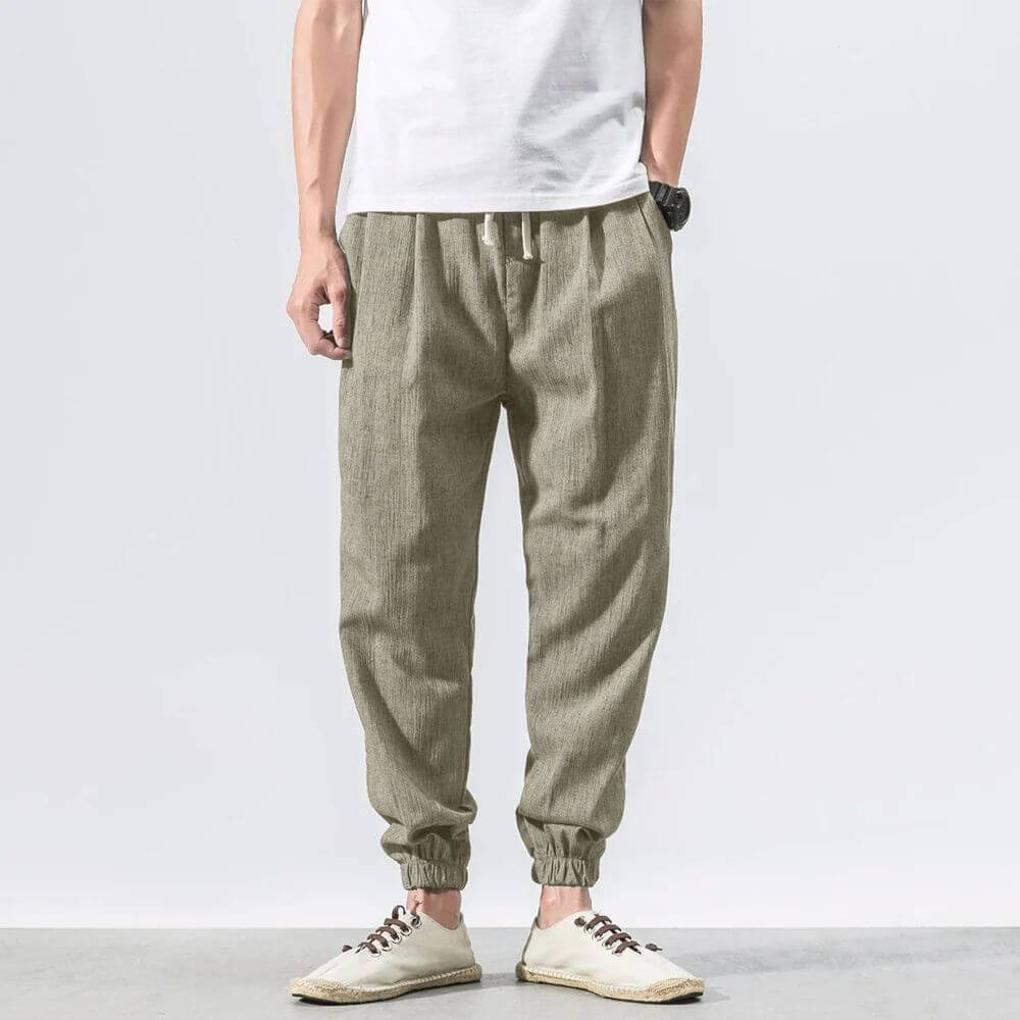 Pantalon homme confortable en coton et lin – léger pour le quotidien