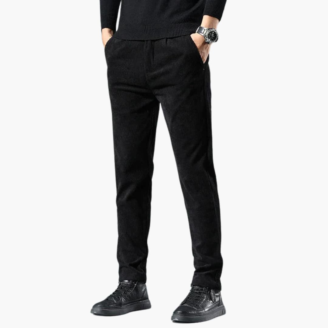 Pantalon homme en velours côtelé, jambe droite, coupe décontractée