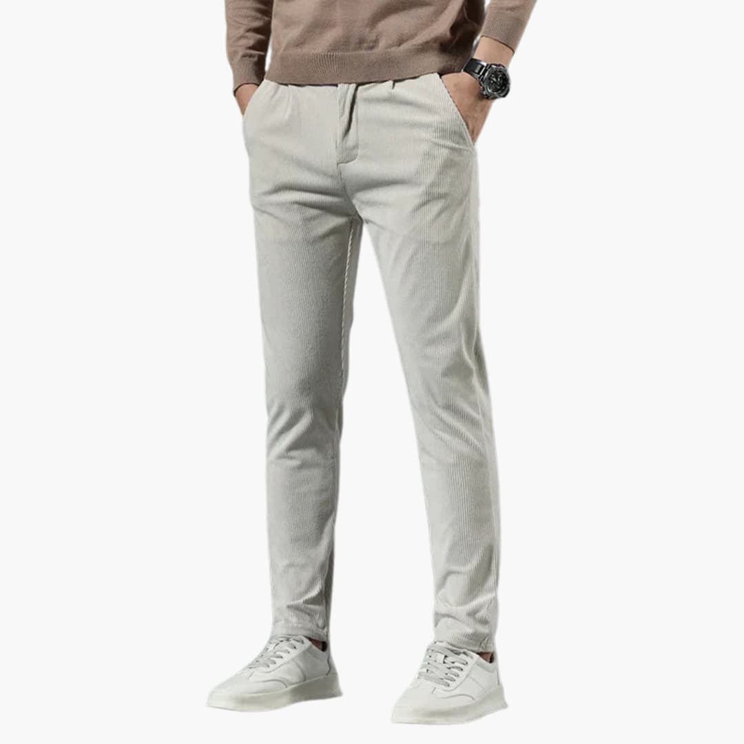 Pantalon homme en velours côtelé, jambe droite, coupe décontractée