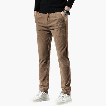 Pantalon homme en velours côtelé, jambe droite, coupe décontractée