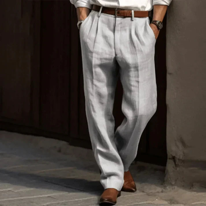 Pantalon large plissé pour homme - taille haute, coupe décontractée