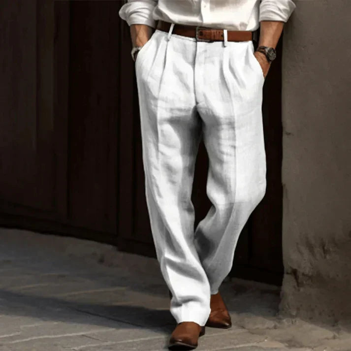 Pantalon large plissé pour homme - taille haute, coupe décontractée