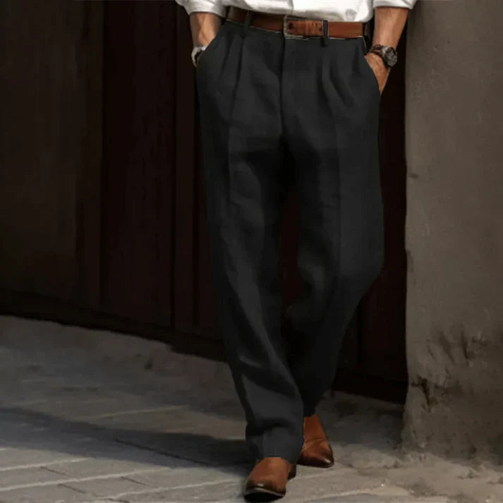 Pantalon large plissé pour homme - taille haute, coupe décontractée