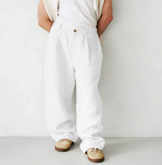 Pantalon long pour homme en coton confortable, coupe décontractée
