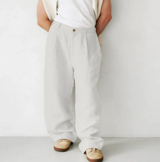 Pantalon long pour homme en coton confortable, coupe décontractée