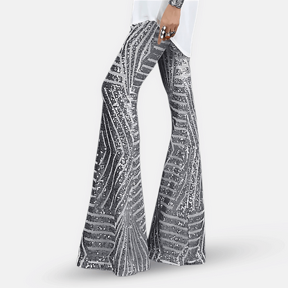 Pantalon pattes d’éléphant à paillettes scintillantes pour femme