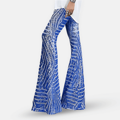 Pantalon pattes d’éléphant à paillettes scintillantes pour femme