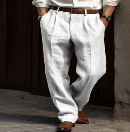 Pantalon plissé à jambes larges pour homme
