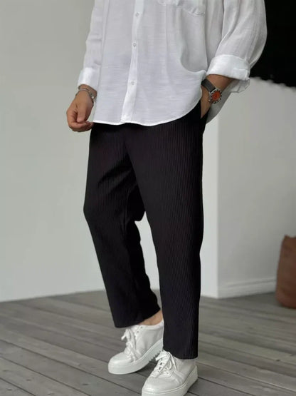 Pantalon plissé à jambes larges pour homme