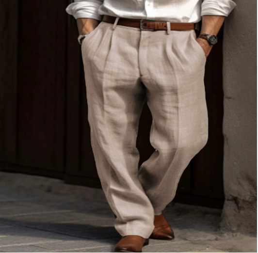 Pantalon plissé à jambes larges pour homme
