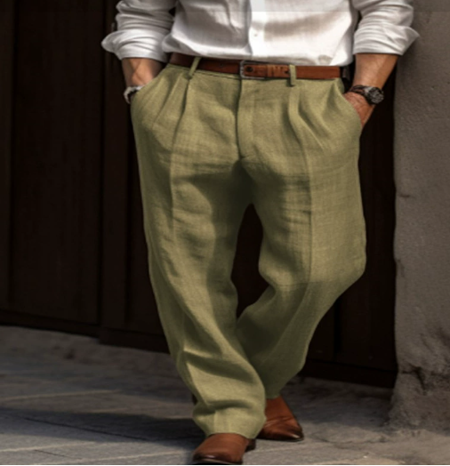 Pantalon plissé à jambes larges pour homme