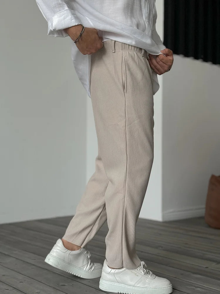 Pantalon plissé à jambes larges pour homme