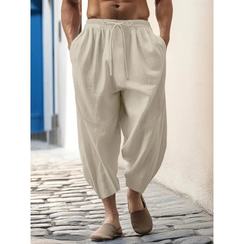 Pantalon raccourci à cordon de serrage pour homme