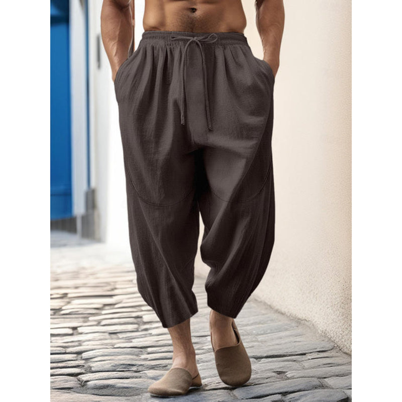 Pantalon raccourci à cordon de serrage pour homme