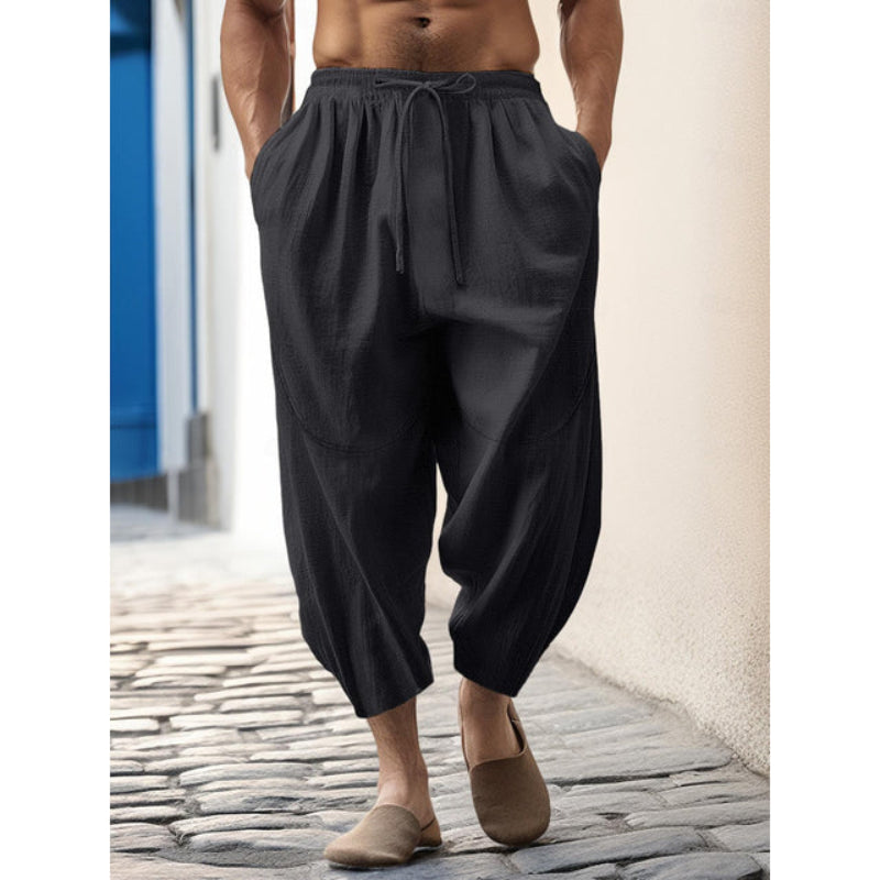 Pantalon raccourci à cordon de serrage pour homme