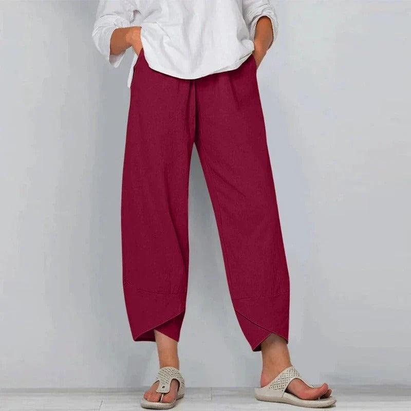 Pantalon raccourci en coton pour femme