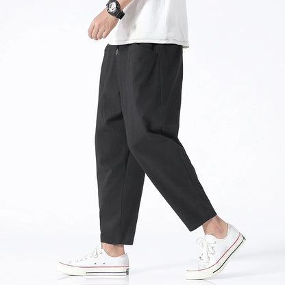 Pantalon raccourci pour homme à cordon de serrage et coupe décontractée