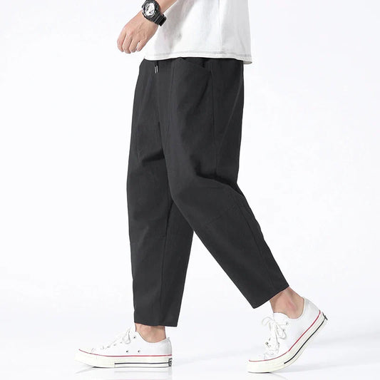 Pantalon raccourci pour homme à cordon de serrage et coupe décontractée
