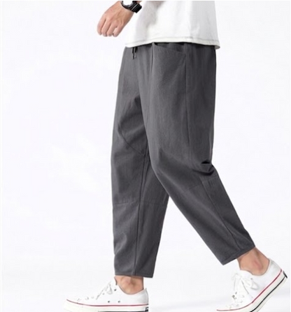 Pantalon raccourci pour homme à cordon de serrage et coupe décontractée